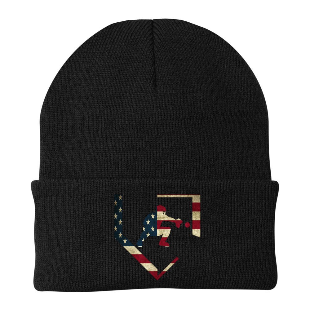 Baseball Catcher Gear Gift American Flag Baseballin Gift Beanie