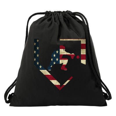Baseball Catcher Gear Gift American Flag Baseballin Gift Drawstring Bag