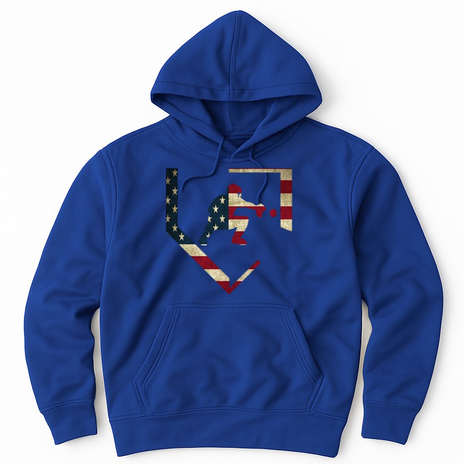 Baseball Catcher Gear Gift American Flag Baseballin Gift Hoodie