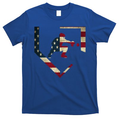 Baseball Catcher Gear Gift American Flag Baseballin Gift T-Shirt