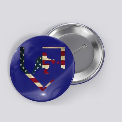 Baseball Catcher Gear Gift American Flag Baseballin Gift Button