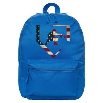 Baseball Catcher Gear Gift American Flag Baseballin Gift 16 in Basic Backpack