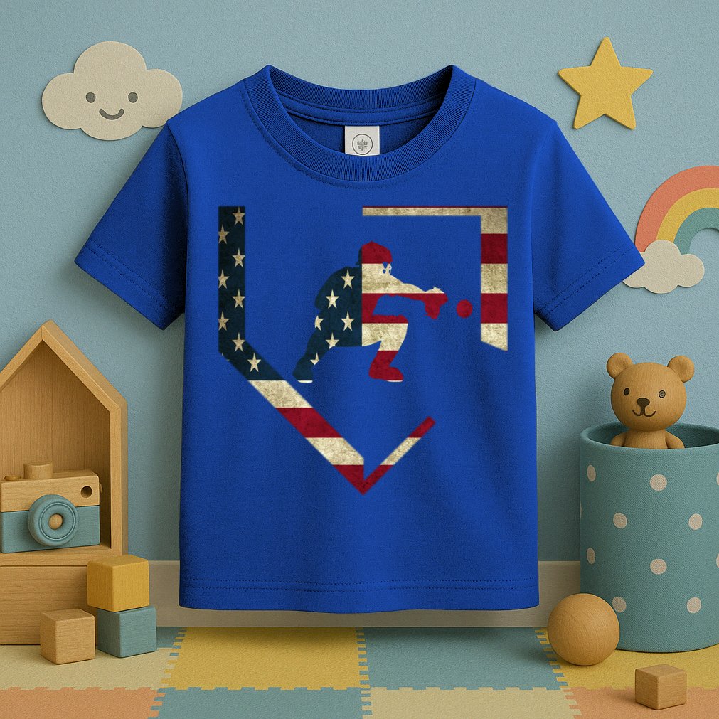 Baseball Catcher Gear Gift American Flag Baseballin Gift Toddler T-Shirt
