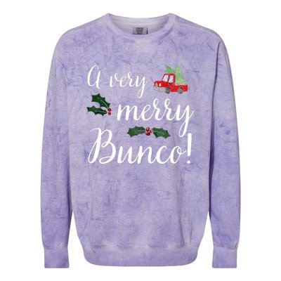 Bunco Christmas Gift Very Merry Bunco Colorblast Crewneck Sweatshirt