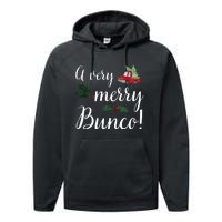 Bunco Christmas Gift Very Merry Bunco Performance Fleece Hoodie