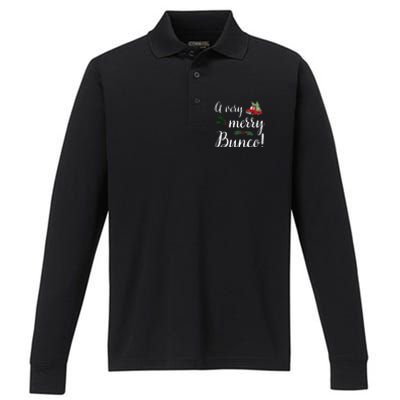 Bunco Christmas Gift Very Merry Bunco Performance Long Sleeve Polo