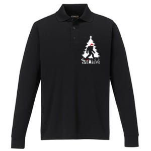 Bigfoot Christmas Gifts Funny Christmas Performance Long Sleeve Polo