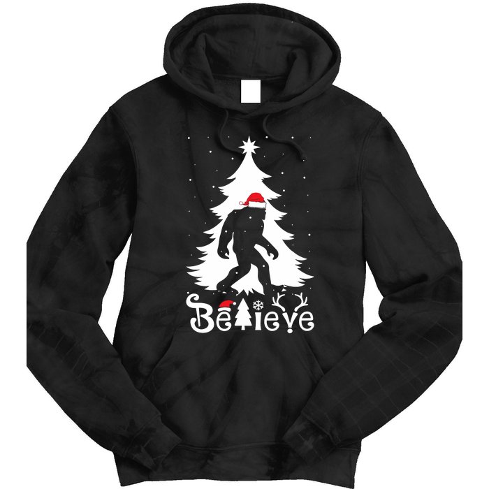 Bigfoot Christmas Gifts Funny Christmas Tie Dye Hoodie