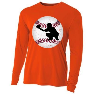 Baseball Catcher Gift Cooling Performance Long Sleeve Crew