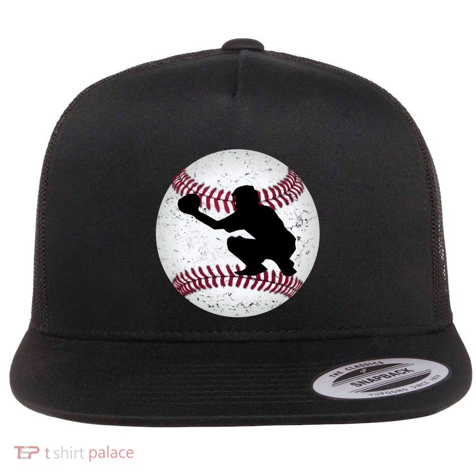 Baseball Catcher Gift Flat Bill Trucker Hat