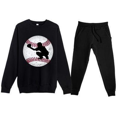 Baseball Catcher Gift Premium Crewneck Sweatsuit Set