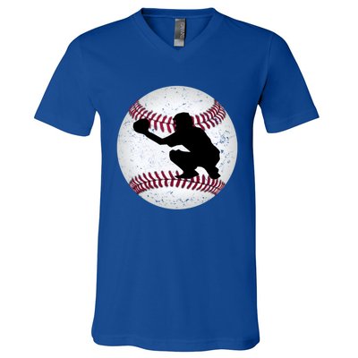 Baseball Catcher Gift V-Neck T-Shirt