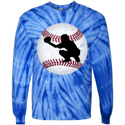 Baseball Catcher Gift Tie-Dye Long Sleeve Shirt