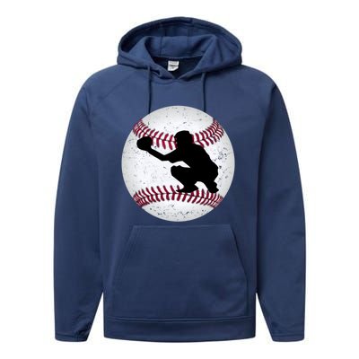 Baseball Catcher Gift Performance Fleece Hoodie