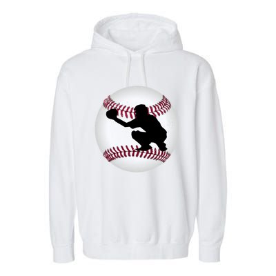 Baseball Catcher Gift Garment-Dyed Fleece Hoodie