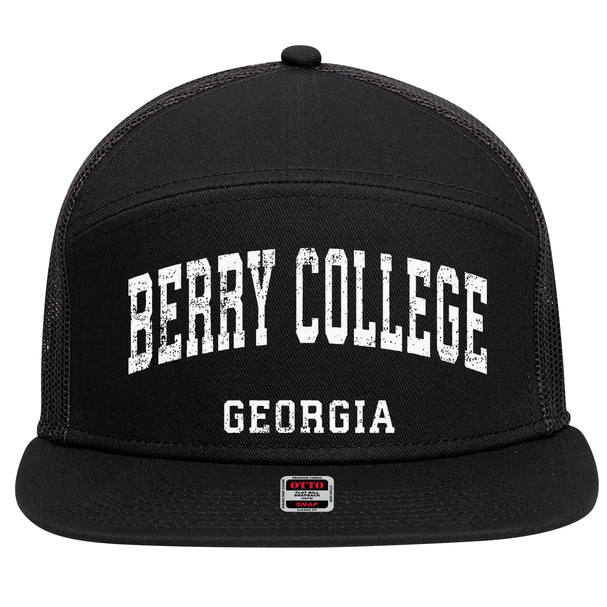 Berry College Georgia Ga Vintage 7 Panel Mesh Trucker Snapback Hat