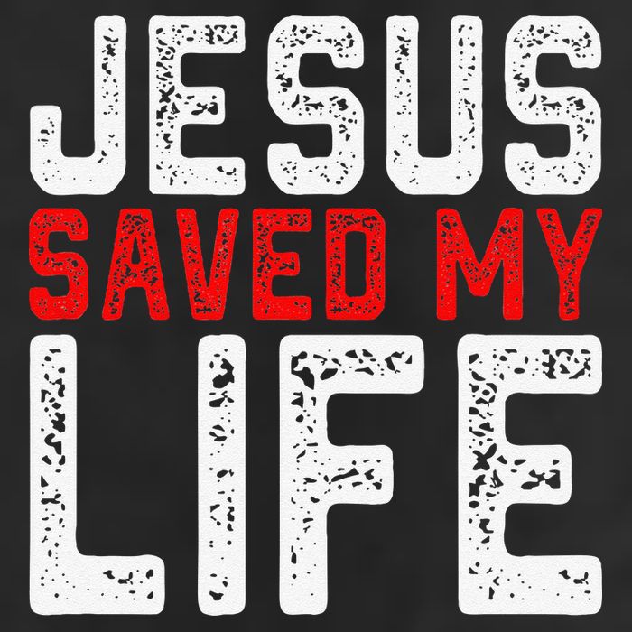 BOLD Christian Gift Jesus Saved My Life 7 Panel Mesh Trucker Snapback Hat