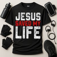 BOLD Christian Gift Jesus Saved My Life Cooling Performance Crew T-Shirt