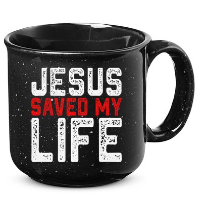 BOLD Christian Gift Jesus Saved My Life 15oz Campfire Ceramic Mug