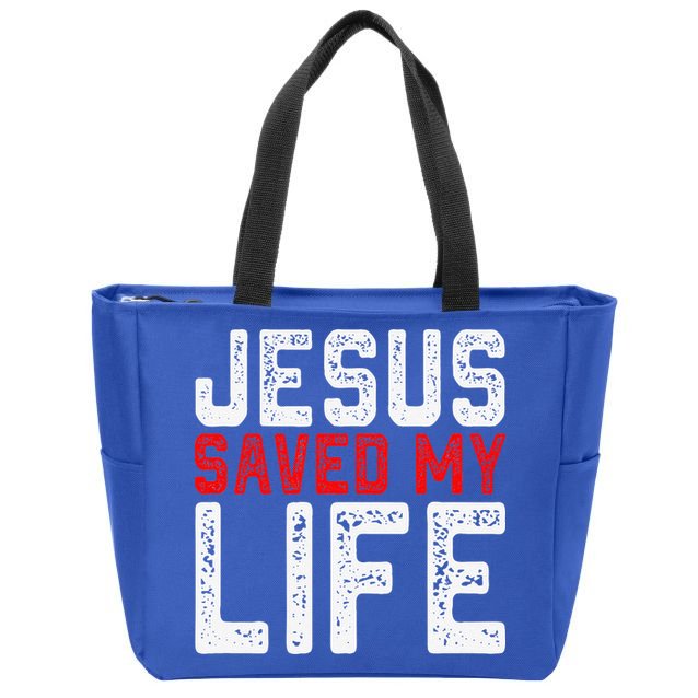 BOLD Christian Gift Jesus Saved My Life Zip Tote Bag
