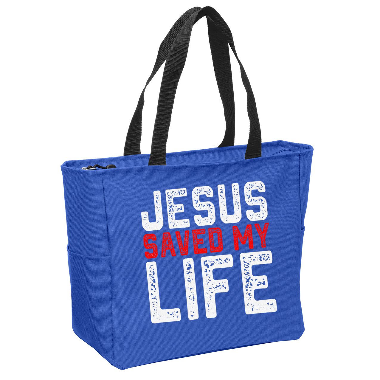 BOLD Christian Gift Jesus Saved My Life Zip Tote Bag