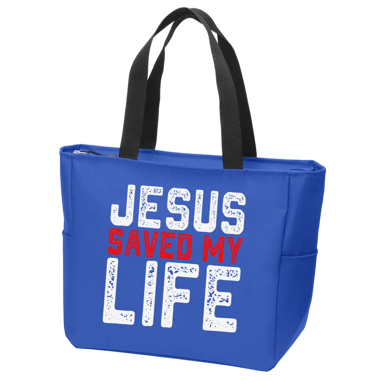 BOLD Christian Gift Jesus Saved My Life Zip Tote Bag