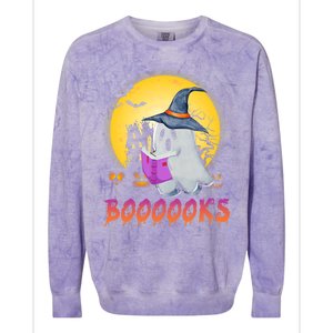 Boooks Cute Ghost Book Reading Halloween Costume Gift Colorblast Crewneck Sweatshirt