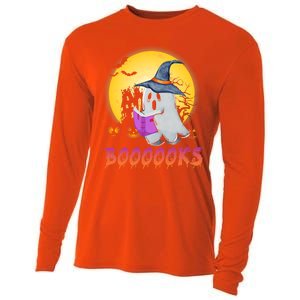 Boooks Cute Ghost Book Reading Halloween Costume Gift Cooling Performance Long Sleeve Crew