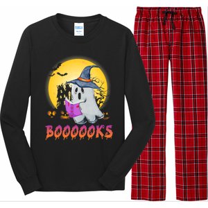 Boooks Cute Ghost Book Reading Halloween Costume Gift Long Sleeve Pajama Set