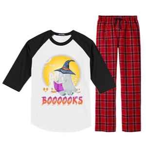 Boooks Cute Ghost Book Reading Halloween Costume Gift Raglan Sleeve Pajama Set