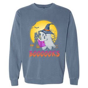 Boooks Cute Ghost Book Reading Halloween Costume Gift Garment-Dyed Sweatshirt