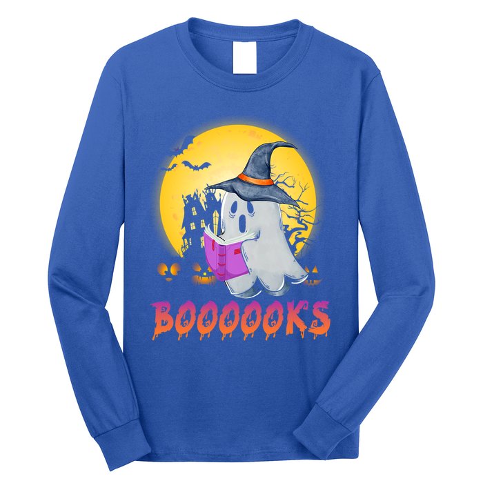 Boooks Cute Ghost Book Reading Halloween Costume Gift Long Sleeve Shirt