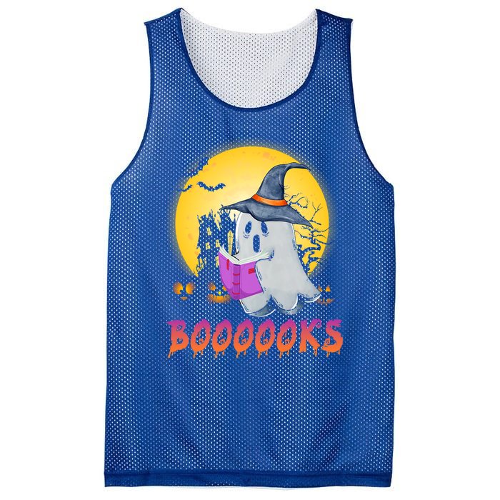 Boooks Cute Ghost Book Reading Halloween Costume Gift Mesh Reversible Basketball Jersey Tank