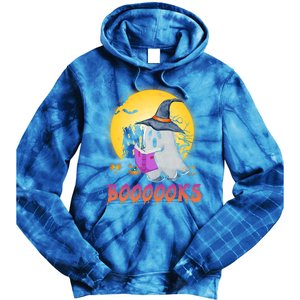 Boooks Cute Ghost Book Reading Halloween Costume Gift Tie Dye Hoodie