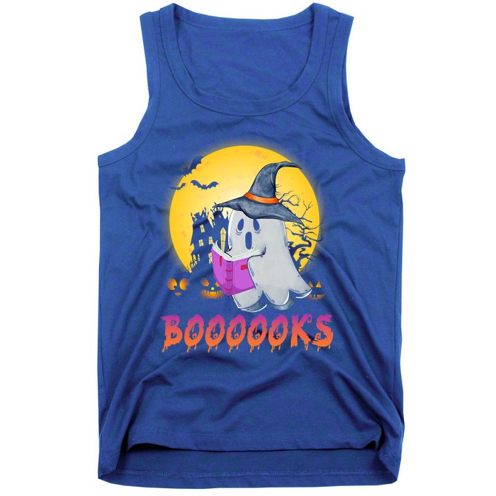 Boooks Cute Ghost Book Reading Halloween Costume Gift Tank Top