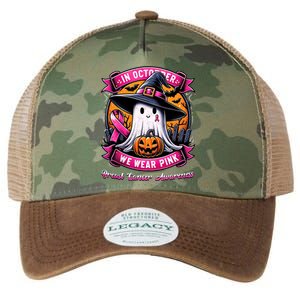 Breast Cancer Halloween In October We Wear Ghost Witch Legacy Tie Dye Trucker Hat