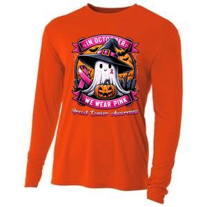 Breast Cancer Halloween In October We Wear Ghost Witch Cooling Performance Long Sleeve Crew