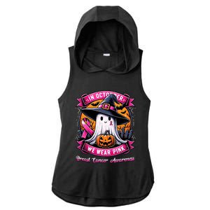 Breast Cancer Halloween In October We Wear Ghost Witch Ladies PosiCharge Tri-Blend Wicking Draft Hoodie Tank