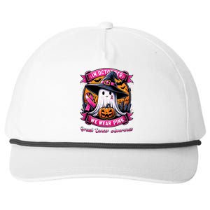 Breast Cancer Halloween In October We Wear Ghost Witch Snapback Five-Panel Rope Hat