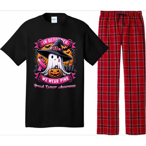 Breast Cancer Halloween In October We Wear Ghost Witch Pajama Set