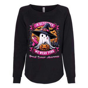 Breast Cancer Halloween In October We Wear Ghost Witch Womens California Wash Sweatshirt