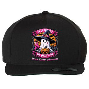 Breast Cancer Halloween In October We Wear Ghost Witch Wool Snapback Cap