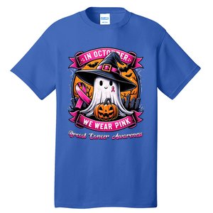 Breast Cancer Halloween In October We Wear Ghost Witch Tall T-Shirt