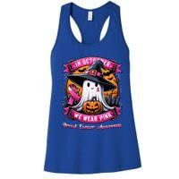 Breast Cancer Halloween In October We Wear Ghost Witch Women's Racerback Tank