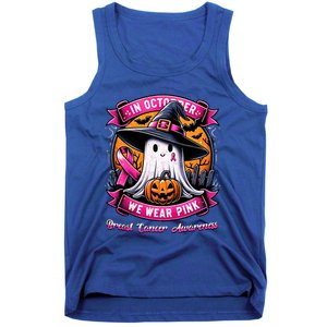 Breast Cancer Halloween In October We Wear Ghost Witch Tank Top