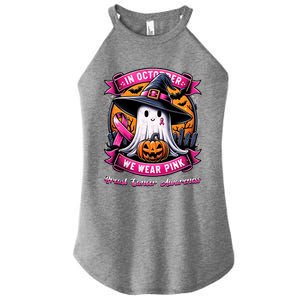 Breast Cancer Halloween In October We Wear Ghost Witch Women's Perfect Tri Rocker Tank