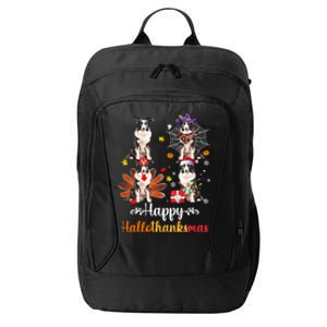 Border Collie Halloween Merry Christmas Happy Hallothanksmas Gift City Backpack