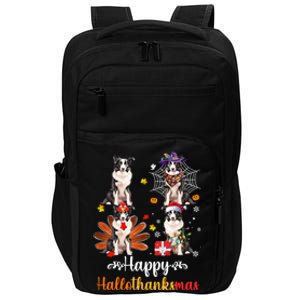 Border Collie Halloween Merry Christmas Happy Hallothanksmas Gift Impact Tech Backpack