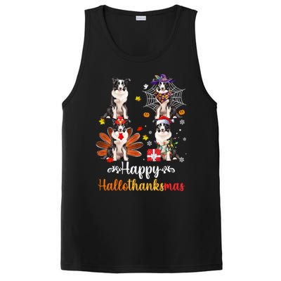 Border Collie Halloween Merry Christmas Happy Hallothanksmas Gift PosiCharge Competitor Tank