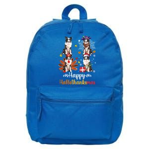 Border Collie Halloween Merry Christmas Happy Hallothanksmas Gift 16 in Basic Backpack